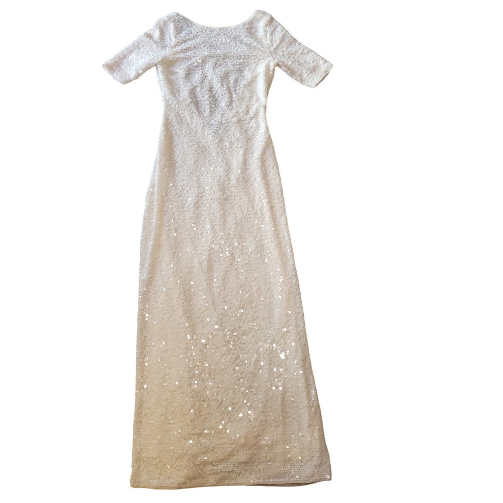BCBGMaxAzria White Sequin Backless Dress